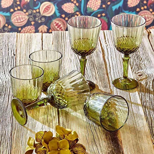 Bella Maison Colore Kesme Bardak-kadeh Seti 12'li Yeşil