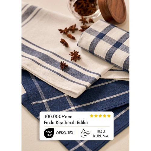 Bella Maison %100 Pamuk Liberty Kurulama Bezi Seti 3'lü Lacivert (45x65 Cm) Lacivert