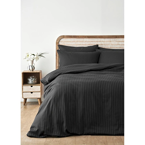 Bella Maison Premium Tencel Çift Kişilik Saten Nevresim Seti Antrasit (200x220 Cm) Antrasit