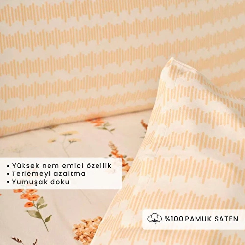 Bella Maison %100 Pamuk Saten Leora King Size Nevresim Seti Somon (240x220 Cm) Somon