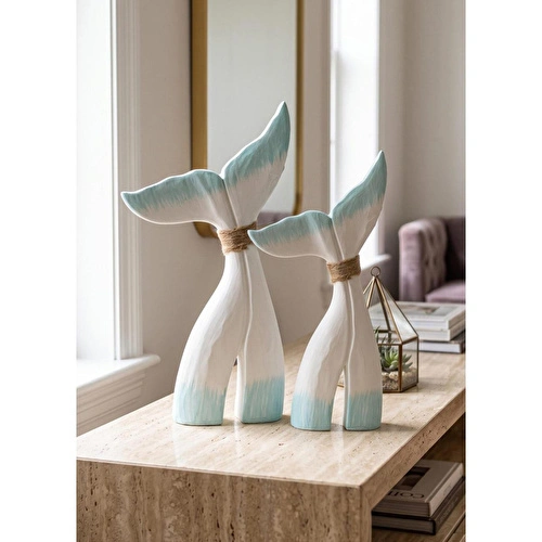 The Mia Marin Ahşap Balina Kuyruğu L Dekoratif Obje 24 Cm