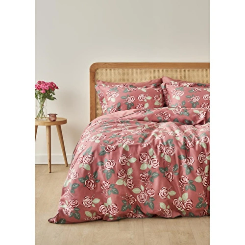 Bella Maison %100 Pamuk Saten Rose Çift Kişilik Nevresim Seti Mürdüm (200x220 Cm) Mürdüm