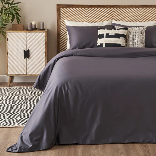 Bella Maison %100 Pamuk Saten Supreme Basic Çift Kişilik Nevresim Seti Antrasit (200x220 Cm) Antrasit