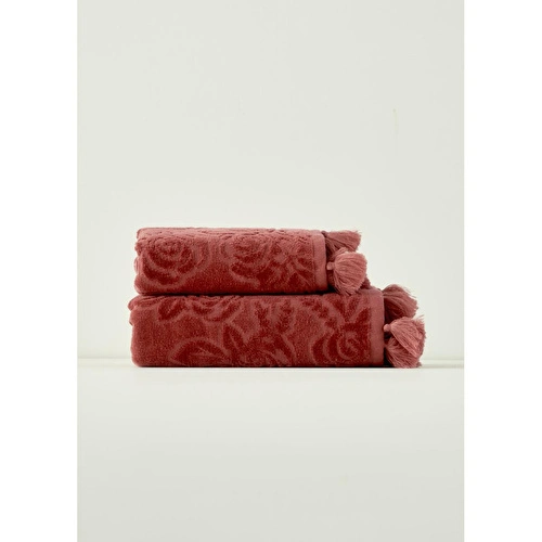 Bella Maison %100 Pamuk Rose Jakarlı Yüz Havlusu Mürdüm (50x90 Cm) Mürdüm