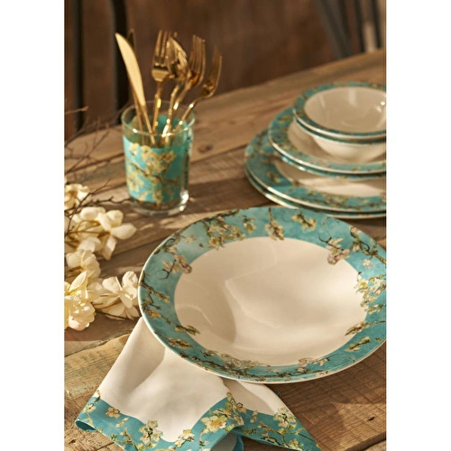 Bella Maison Van Gogh Almond Blossom Porselen Salata Kasesi Turkuaz (29 Cm) Mavi