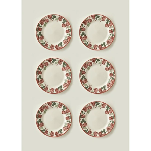 Bella Maison Rose Porselen 6'lı Bordürlü Servis Tabağı (27 Cm)
