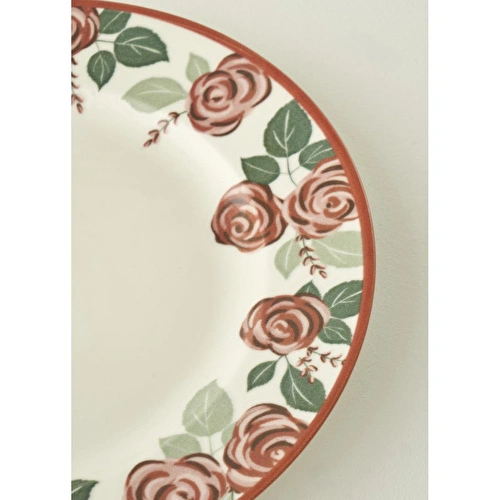 Bella Maison Rose Porselen Bordürlü Servis Tabağı (27 Cm) Çok Renkli