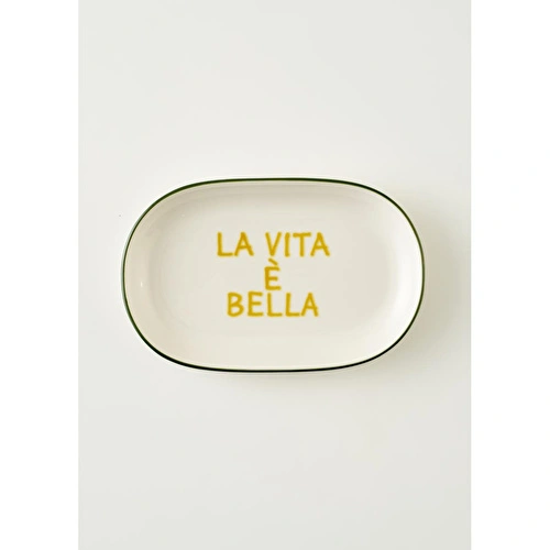 Bella Maison Line Oval Porselen Sunum Tabağı Yeşil (23x14 Cm) Yeşil