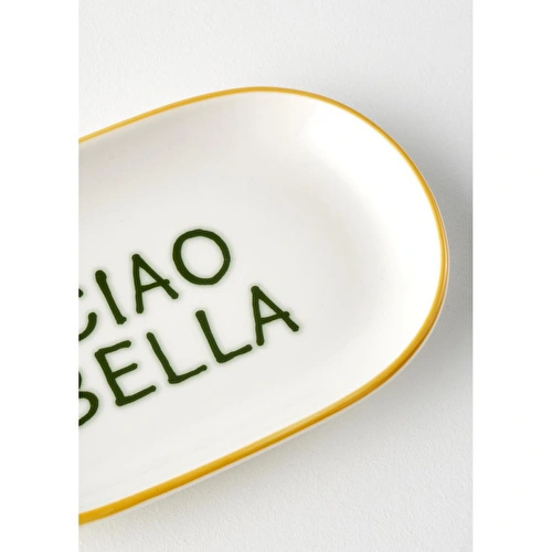 Bella Maison Line Oval Porselen Sunum Tabağı Sarı (18x11 Cm) Sarı