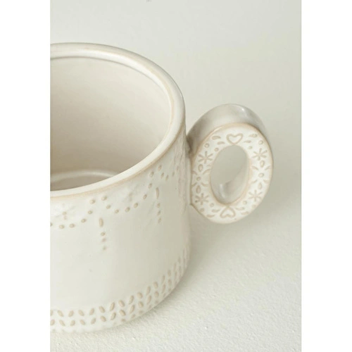 Bella Maison Joy Stoneware Yılbaşı 3'lü Kupa Seti Krem (390 Cc) Krem