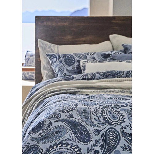 Bella Maison %100 Pamuk Saten Paisley Çift Kişilik Nevresim Takımı Mavi (200x220 Cm) Mavi