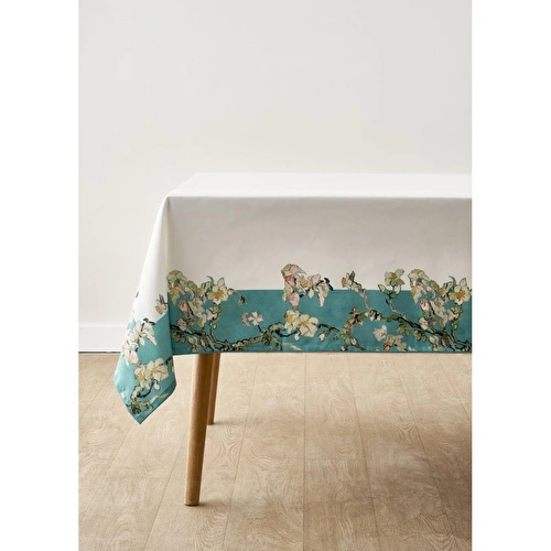 Bella Maison Van Gogh Almond Blossom Pamuklu Baskılı Masa Örtüsü Turkuaz (150x250 Cm) Turkuaz