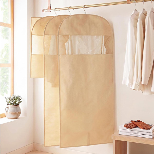 Ocean Home Textile 3'lü Bej Balıksırtı Elbise Kılıfı Set 60 X 135 Cm
