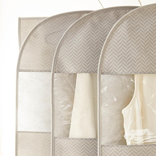 Ocean Home Textile 3'lü Gri Balıksırtı Elbise Kılıfı Set 60 X 135 Cm