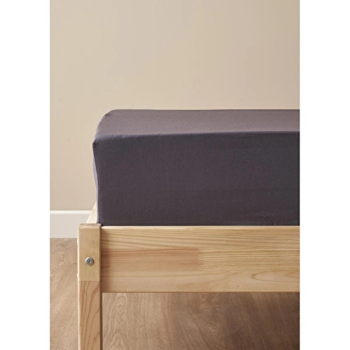 Bella Maison %100 Pamuk Saten Supreme Basic Tek Kişilik Lastikli Çarşaf Antrasit (100x200x35 Cm) Antrasit