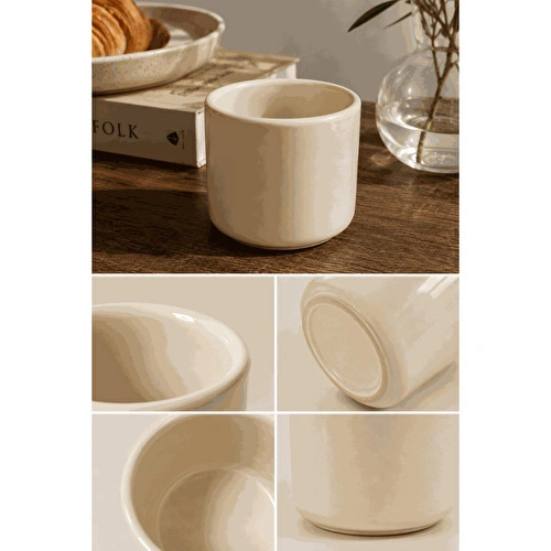 Beige & Stone Krem Seramik Kupa 175 Ml Minimal Kahve Kupası Çay Fincanı Espresso Ve Türk Kahvesi Bardağı