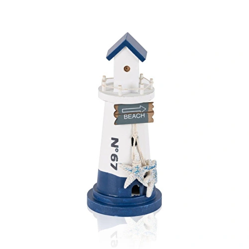 The Mia Marin Mavi Beyaz Deniz Feneri  No 67 Obje 22 Cm