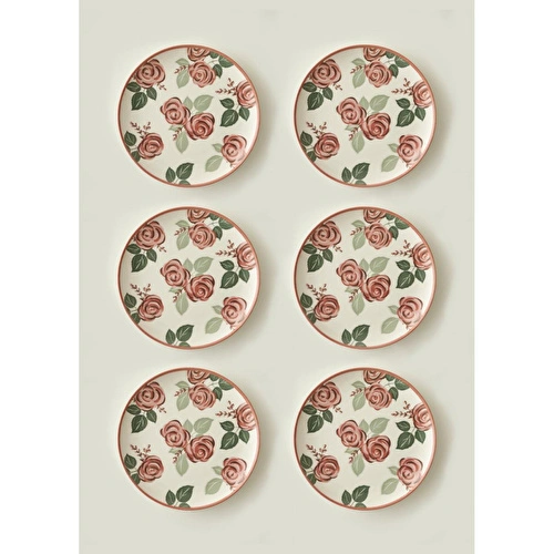 Bella Maison Rose Porselen 6'lı Servis Tabağı (26 Cm)