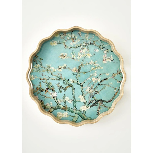 Bella Maison Van Gogh Almond Blossom Dekoratif Tepsi Turkuaz (34x4 Cm) Turkuaz