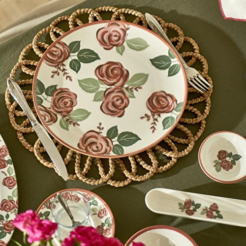 Bella Maison Rose Porselen 26 Parça 6 Kişilik Kahvaltı Takımı Çok Renkli