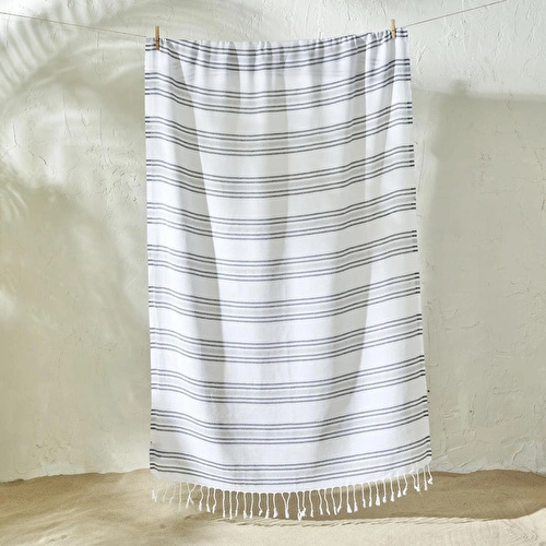 Bella Maison %100 Pamuk Stripe Peştamal Gri (90x160 Cm) Gri