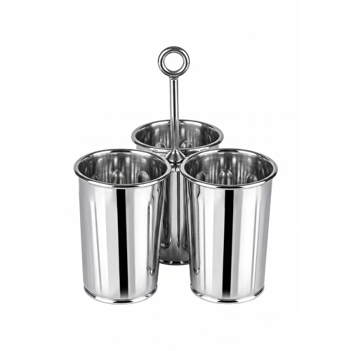 The Mia Krom 3 Bölmeli Kulplu Galvaniz Sunumluk 25 Cm