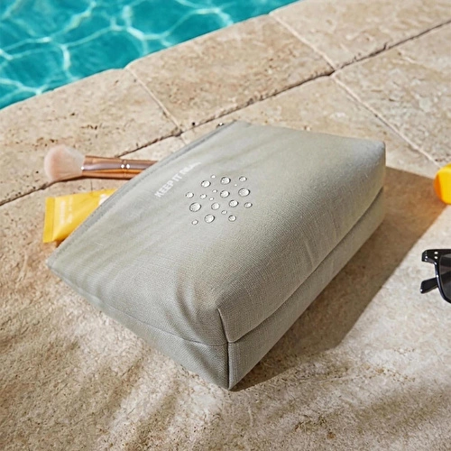 Ocean Home Textile 2'li Termal Astarlı Su İtici Leke Tutmaz Gri Renk Jüt Keten Makyaj İlaç Çantası Seti 19 X 13 X 7 / 23 X 16 X 7