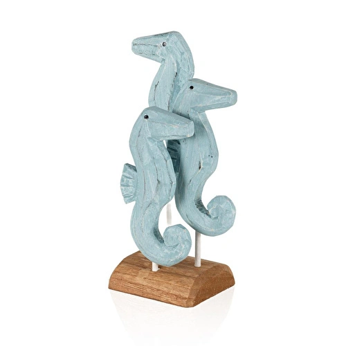 The Mia Retro Ahşap Standlı 3'lü Denizatı Biblosu 30 Cm