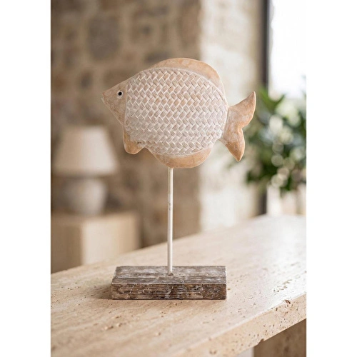 The Mia Retro Marin Hasır Desenli Balık Obje 35 Cm
