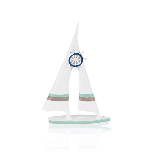 The Mia Retro Marin Çift Yelkenli Mavi Dümenli Biblo 19 Cm