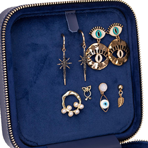 Bloominbag Amanda Slate Marine Grande Gerçek Deri Takı & Mücevher Kutusu
