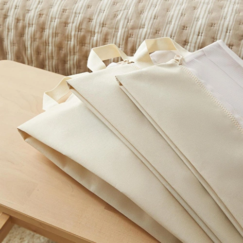 Ocean Home Textile 3'lü Bej Renk Fileli Oxford Kumaş Ayakkabı Düzenleyici Taşıma Çantası Seti 22 X 40 X 9 Cm