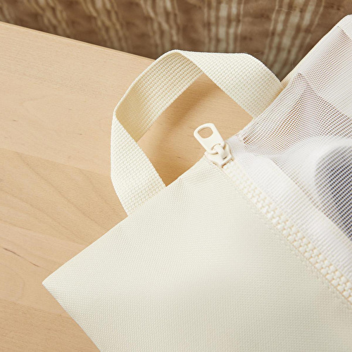 Ocean Home Textile Bej Renk Fileli Oxford Kumaş Ayakkabı Düzenleyici Taşıma Çantası 22 X 40 X 9 Cm