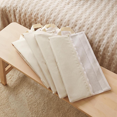 Ocean Home Textile 4'lü Bej Renk Fileli Oxford Kumaş Ayakkabı Düzenleyici Taşıma Çantası Seti 22 X 40 X 9 Cm