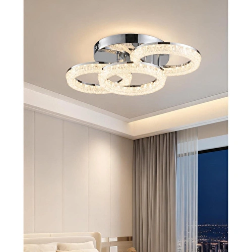 Apliqa Gomez 3'lü Krom 96 Watt Plafonyer 3 Renkli Led Avize