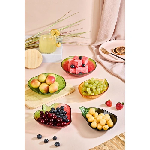 Lora Bianca Frutta 5 Parça Karışık Meyve Formlu Cam Çerez/meyve/meze Kasesi Seti