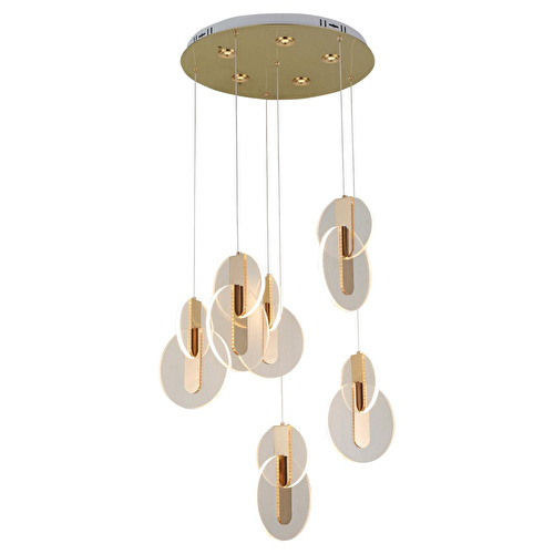 Apliqa Mirabella 6 Lı Yuvarlak 128 Watt 3 Renkli Ledli Modern Tasarım Oturma Odası Salon Sarkıt Avize