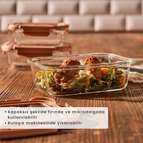 Bella Maison Terra 3'lü Cam Saklama Kabı Seti Bej