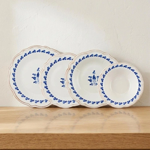 Bernardo Blue Flower Porselen 24 Parça 6 Kişilik Yemek Takımı