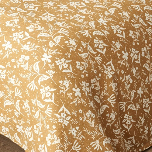 Bella Maison Heather Pamuklu Tek Kişilik Baskılı Pike Hardal (150x220 Cm)