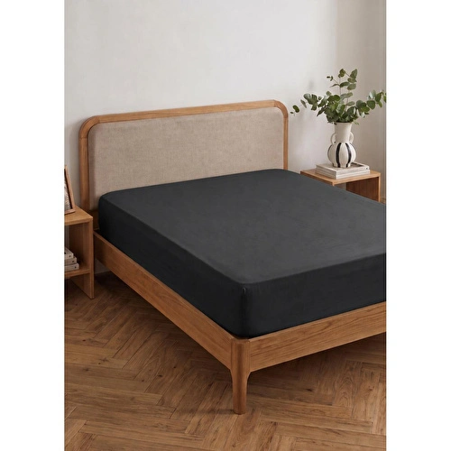 Bella Maison Premium Tencel King Size Lastikli Saten Çarşaf Antrasit (180x200x35 Cm)