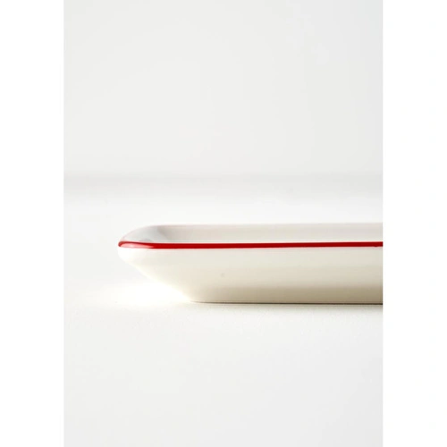 Bella Maison Line Dikdörtgen Porselen Sunum Tabağı Kırmızı (22x10 Cm) Kırmızı