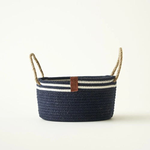 Bella Maison %100 Pamuk Valesa Kulplu Sepet Lacivert (21x21x11 Cm) Lacivert