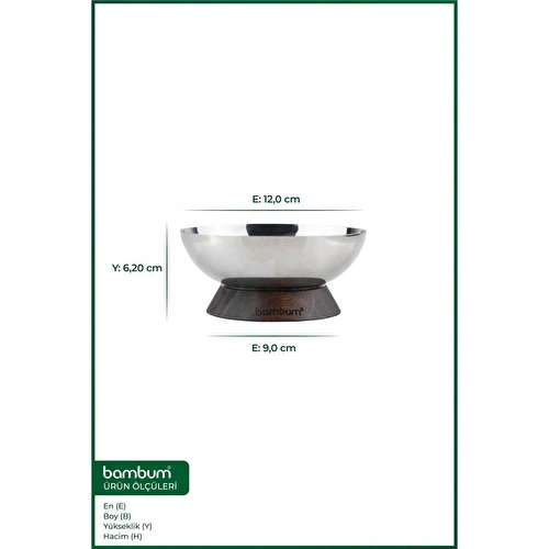 Bambum Nero - Mina - 6'lı Bambu Altlıklı Çelik Sunum Tabağı 12cm