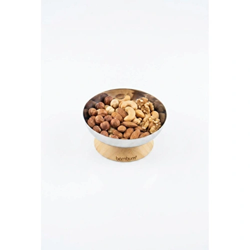 Bambum Mina - Bambu Altlıklı Çelik Sunum Tabağı 12cm