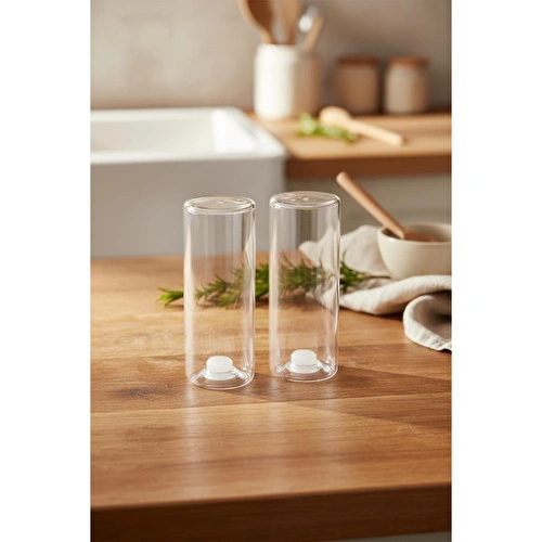 Bambum Ciella - 2'li Borosilikat Cam Tuzluk & Biberlik Seti