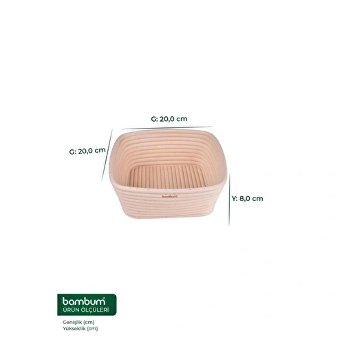 Bambum Puder - Ekmek Mayalama Sepeti Kare 20 Cm