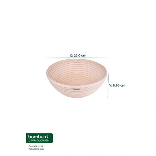 Bambum Puder - Ekmek Mayalama Sepeti Yuvarlak 22 Cm