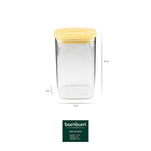 Bambum Multy Bambu Kapaklı Cam Saklama Kabı 1500ml