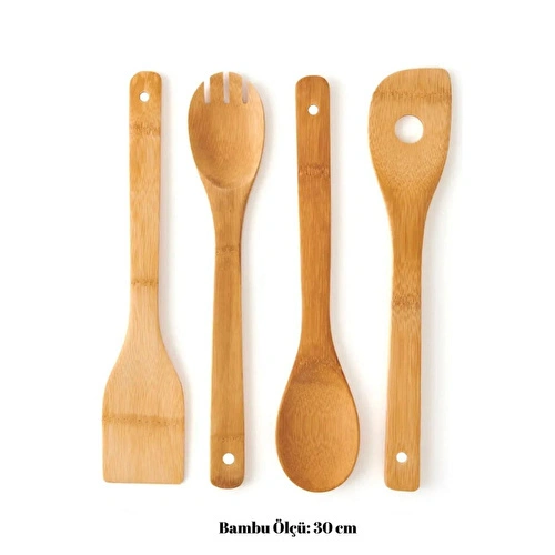 Bambum Ravili - 4'lü Servis Maşa Spatula Kaşık Seti